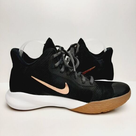 NIKE Precision 3 Black Metallic Copper Swoosh Athletic Shoes Runners Sz 8 - Picture 12 of 15